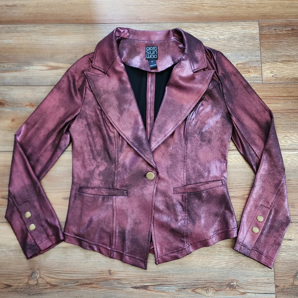 Clara Sun Woo Red and Pink Blazer with Tailored Silhouette